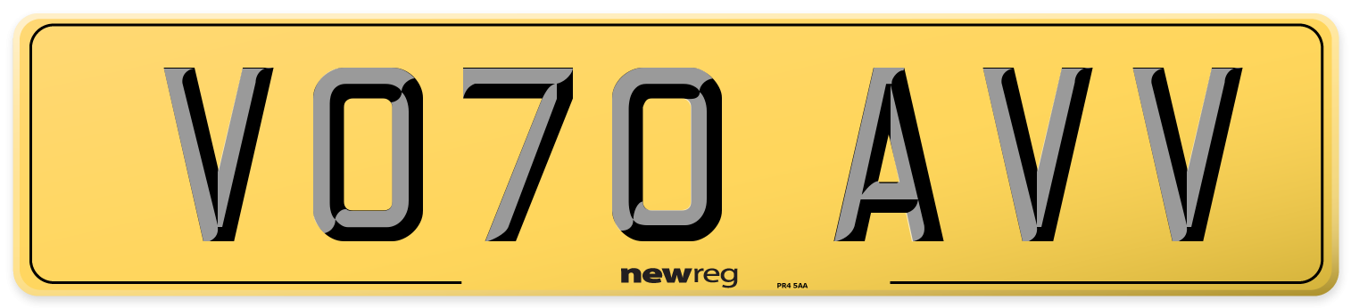 VO70 AVV Rear Number Plate