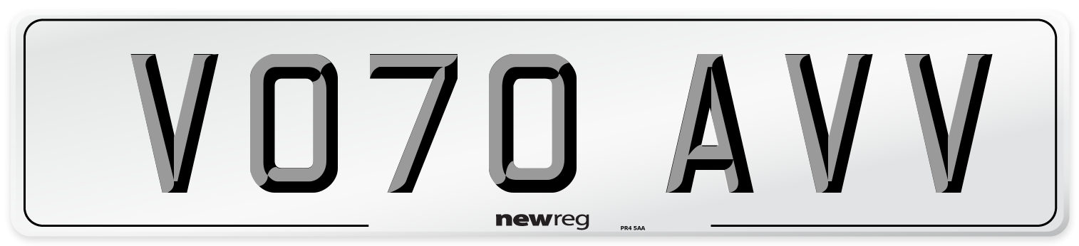 VO70 AVV Front Number Plate