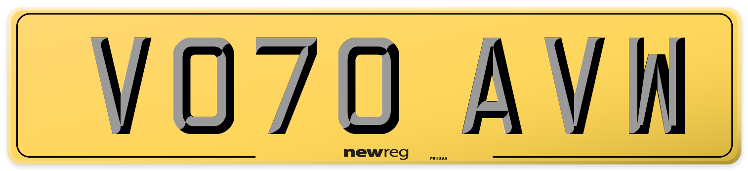 VO70 AVW Rear Number Plate