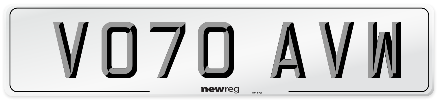 VO70 AVW Front Number Plate