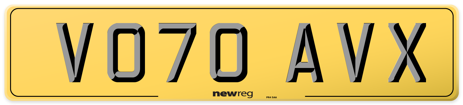VO70 AVX Rear Number Plate