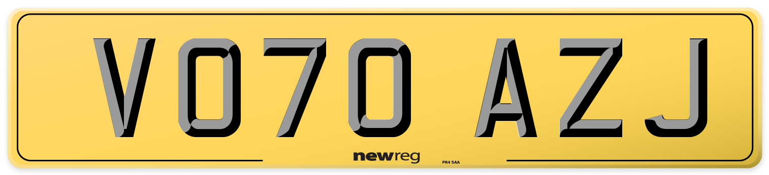 VO70 AZJ Rear Number Plate
