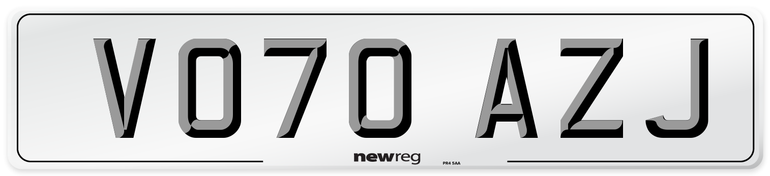VO70 AZJ Front Number Plate