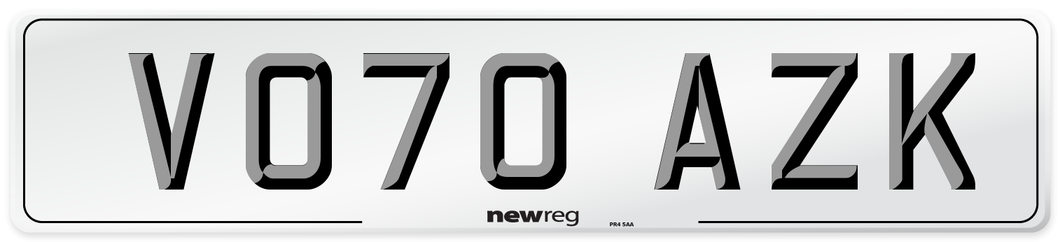 VO70 AZK Front Number Plate