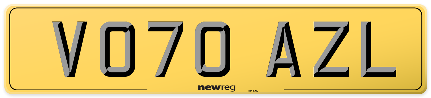 VO70 AZL Rear Number Plate