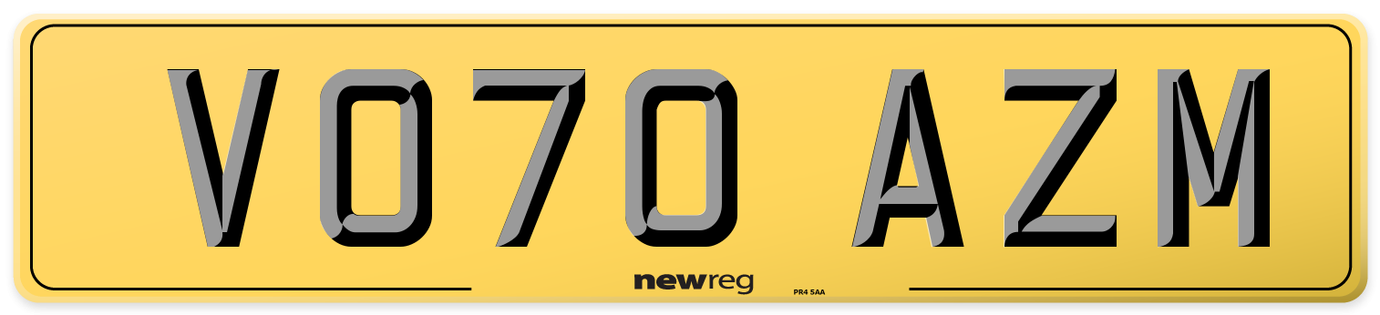 VO70 AZM Rear Number Plate