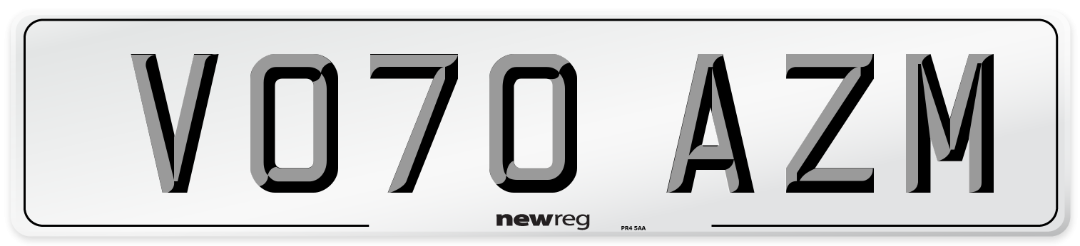 VO70 AZM Front Number Plate