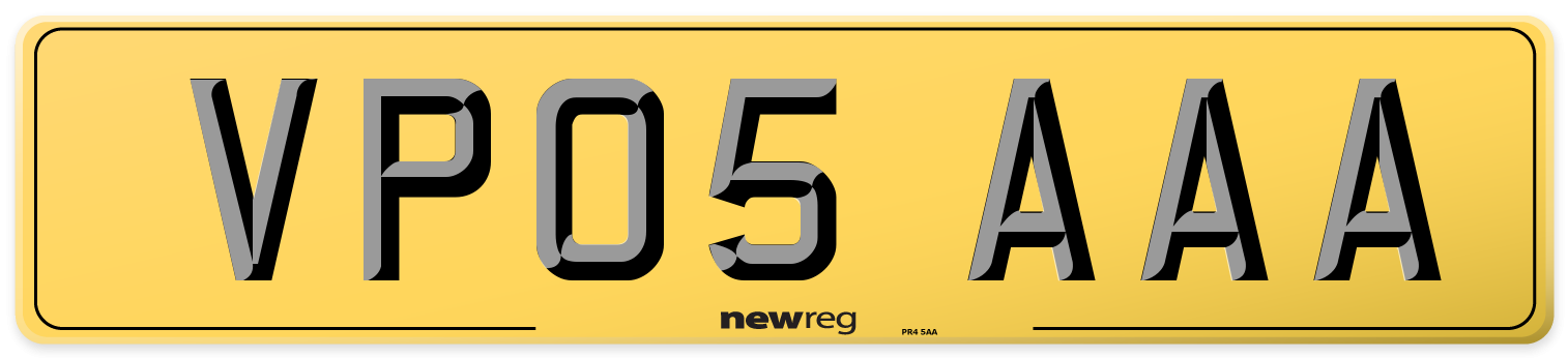 VP05 AAA Rear Number Plate