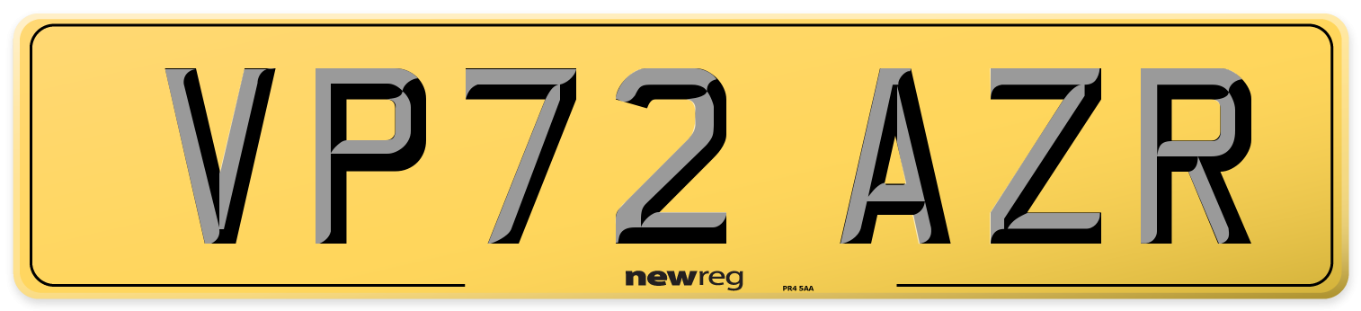 VP72 AZR Rear Number Plate