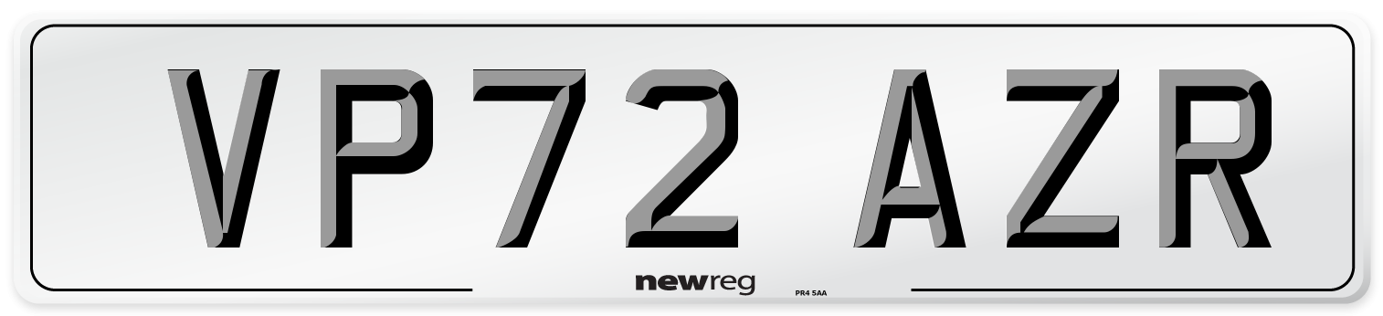 VP72 AZR Front Number Plate