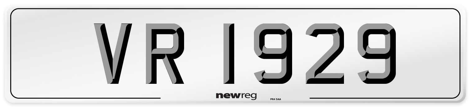 VR 1929 Front Number Plate