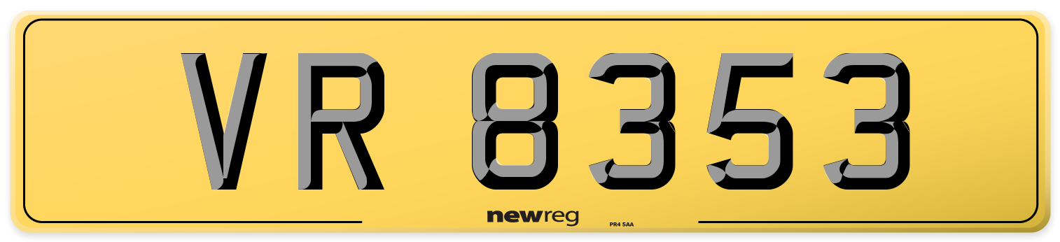 VR 8353 Rear Number Plate