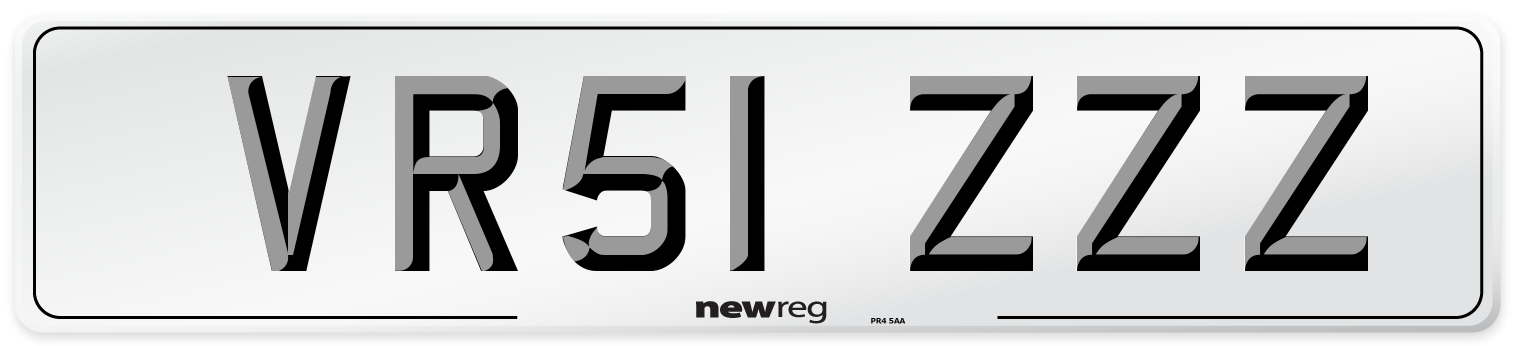 VR51 ZZZ Front Number Plate