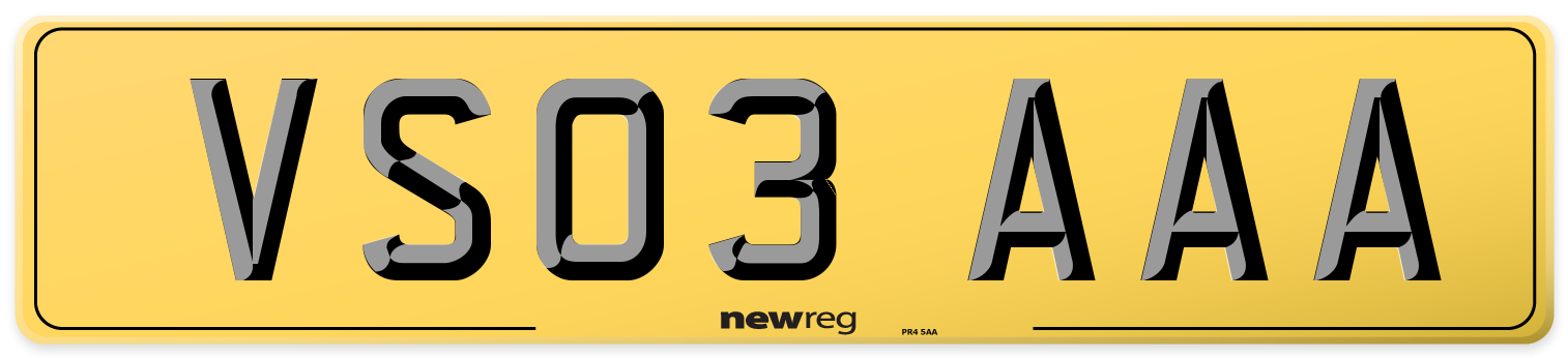 VS03 AAA Rear Number Plate