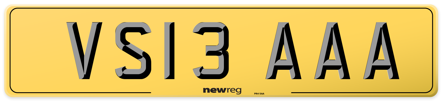 VS13 AAA Rear Number Plate