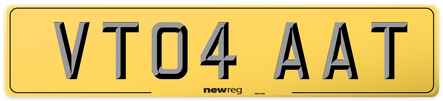 VT04 AAT Rear Number Plate