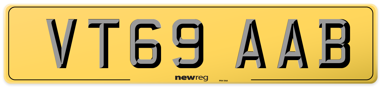 VT69 AAB Rear Number Plate