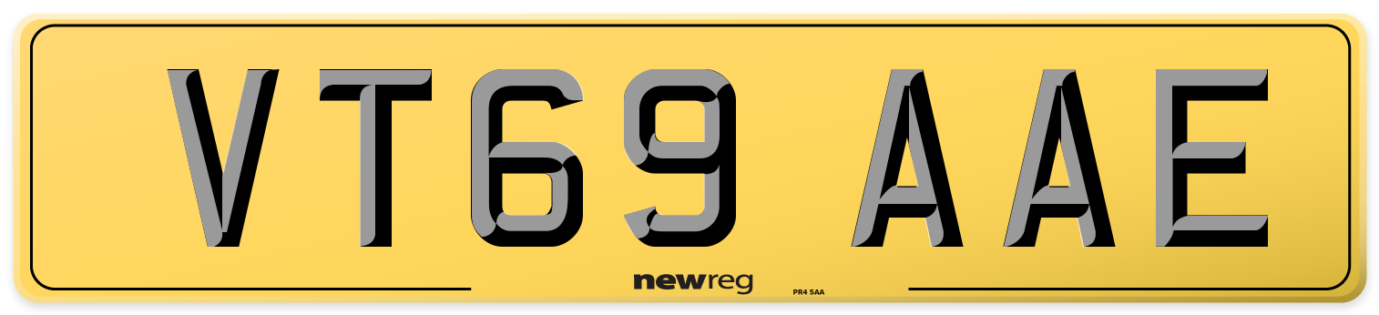 VT69 AAE Rear Number Plate