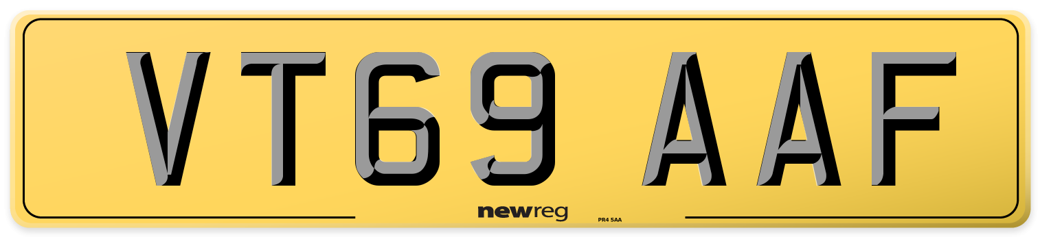 VT69 AAF Rear Number Plate