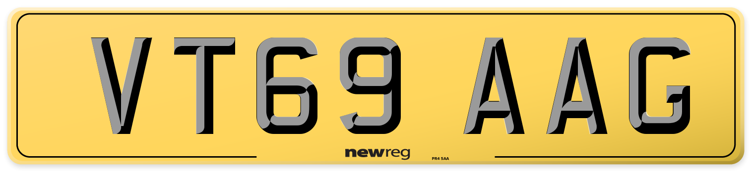 VT69 AAG Rear Number Plate