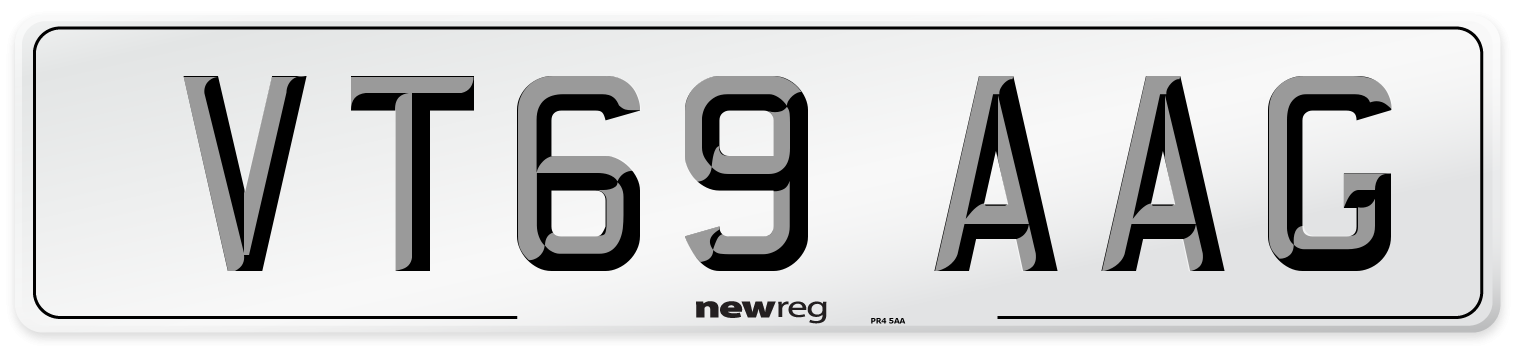 VT69 AAG Front Number Plate