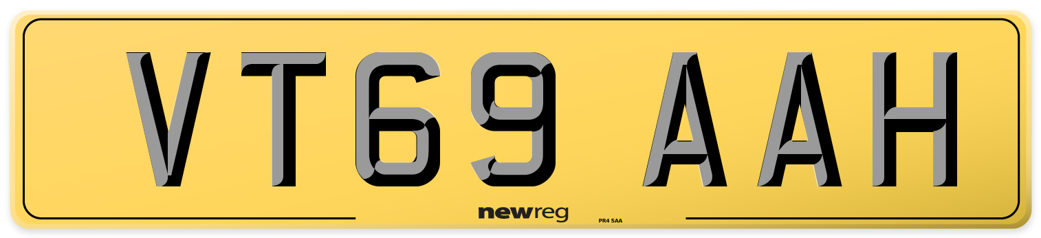 VT69 AAH Rear Number Plate