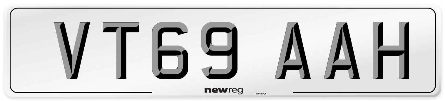 VT69 AAH Front Number Plate