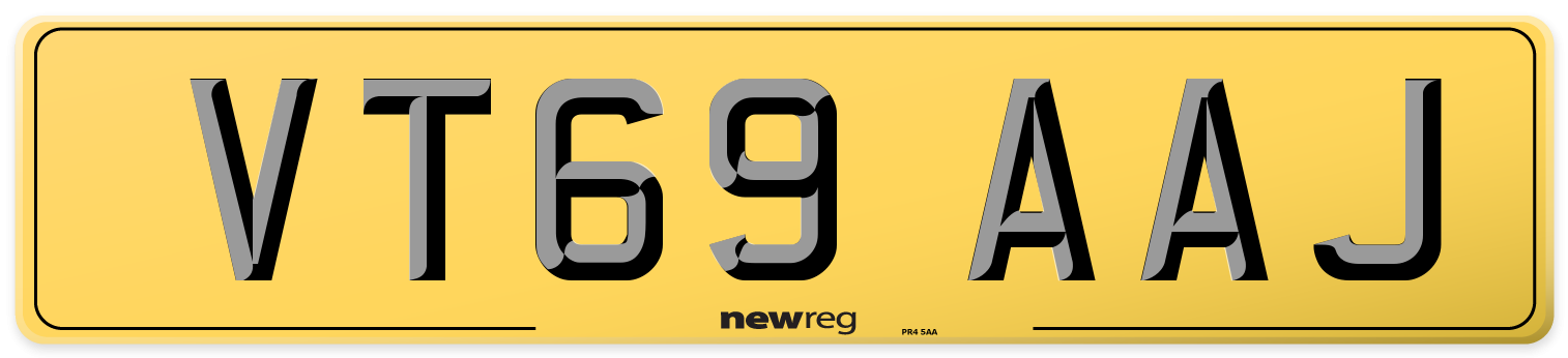 VT69 AAJ Rear Number Plate