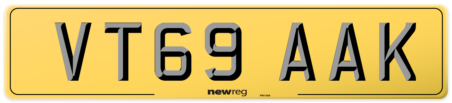 VT69 AAK Rear Number Plate