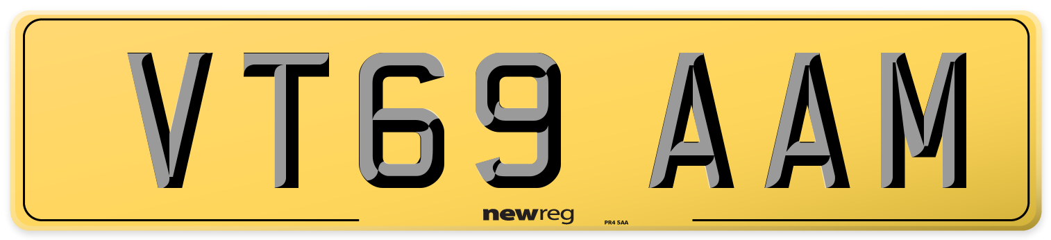 VT69 AAM Rear Number Plate