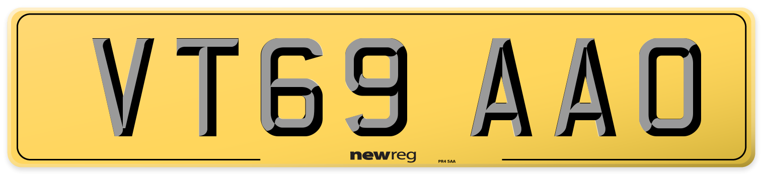 VT69 AAO Rear Number Plate