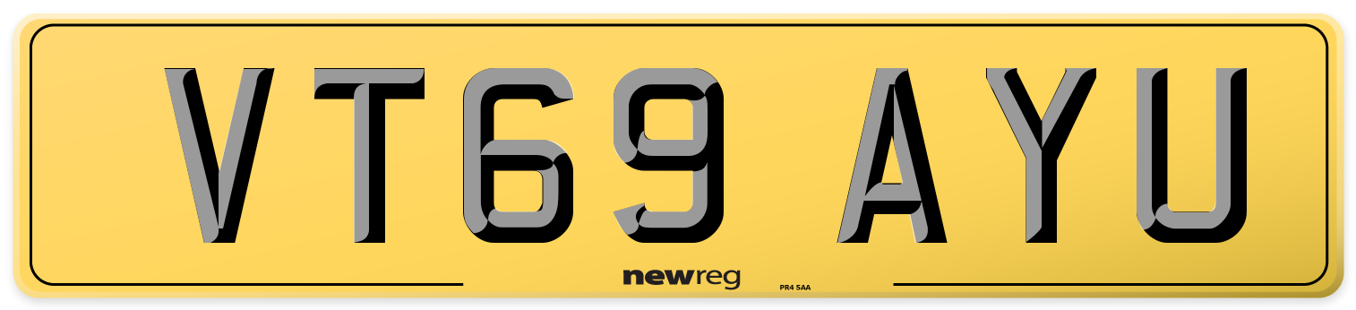 VT69 AYU Rear Number Plate