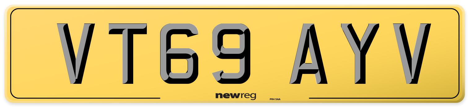 VT69 AYV Rear Number Plate