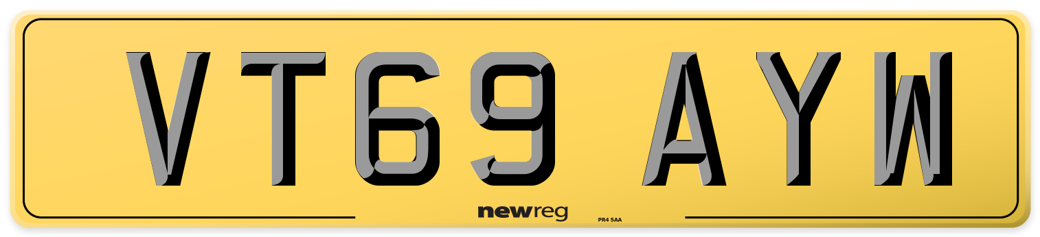 VT69 AYW Rear Number Plate