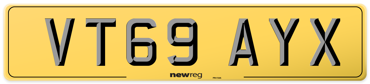VT69 AYX Rear Number Plate