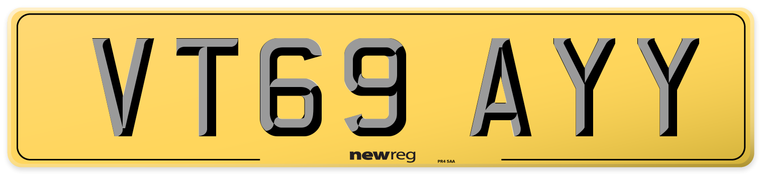 VT69 AYY Rear Number Plate