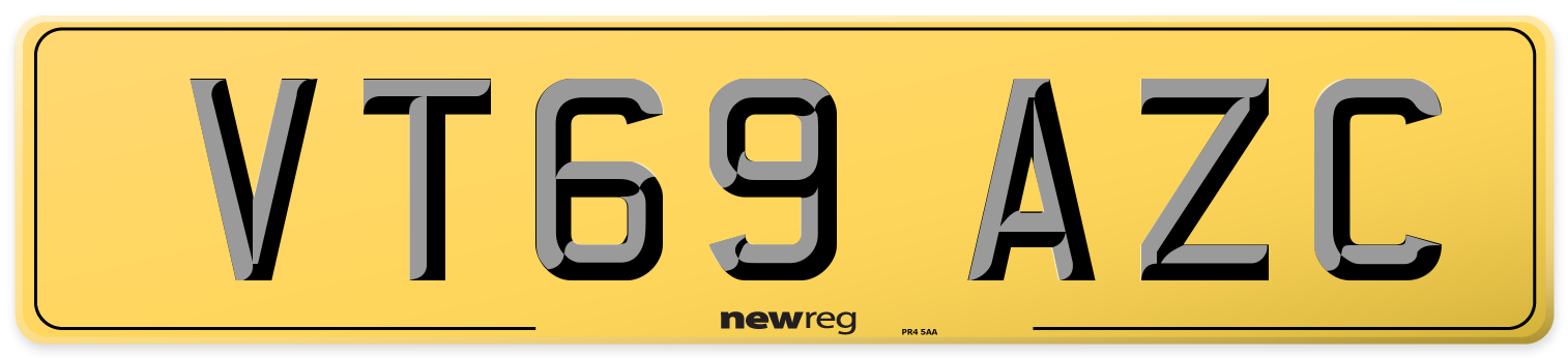 VT69 AZC Rear Number Plate