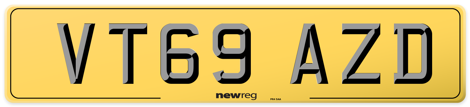 VT69 AZD Rear Number Plate