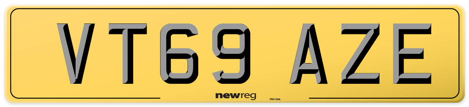 VT69 AZE Rear Number Plate