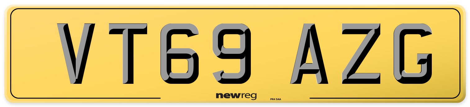VT69 AZG Rear Number Plate
