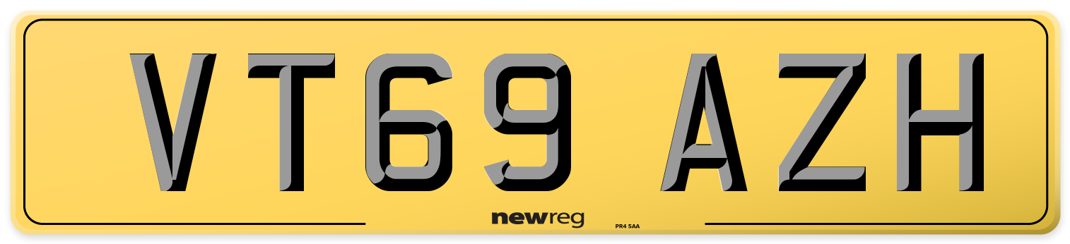 VT69 AZH Rear Number Plate