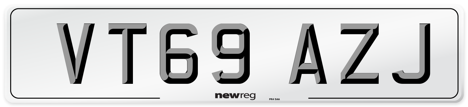 VT69 AZJ Front Number Plate