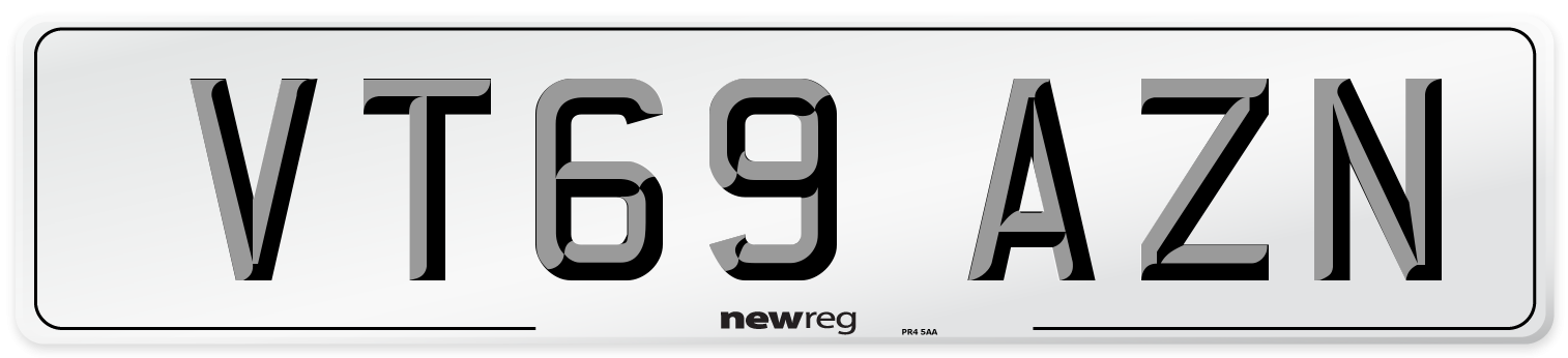 VT69 AZN Front Number Plate