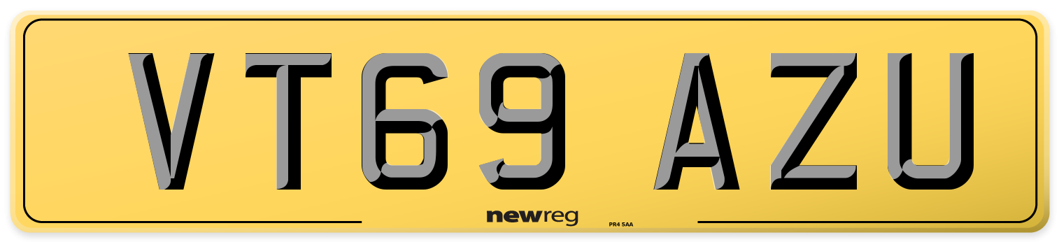 VT69 AZU Rear Number Plate