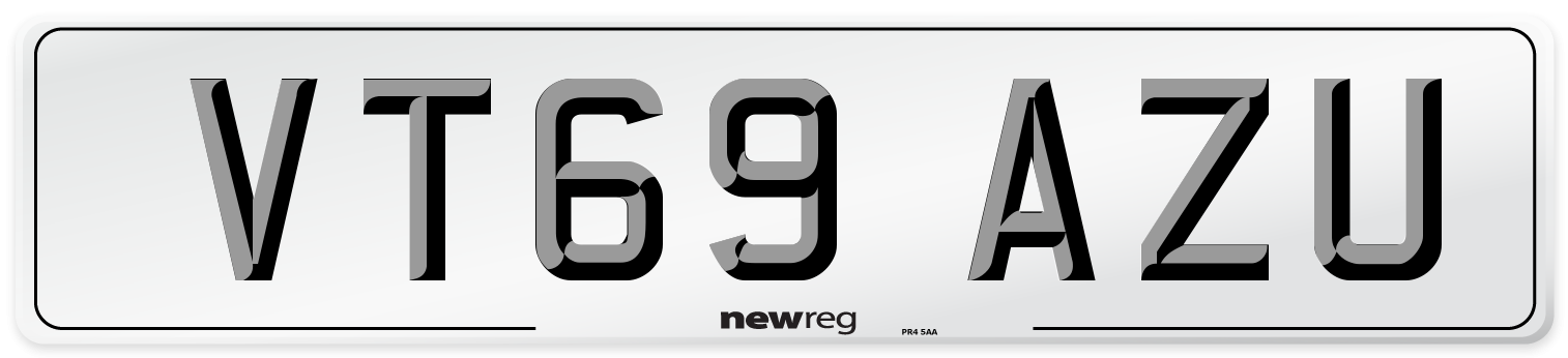 VT69 AZU Front Number Plate