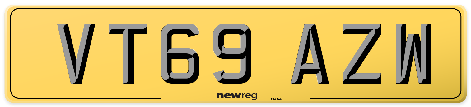 VT69 AZW Rear Number Plate