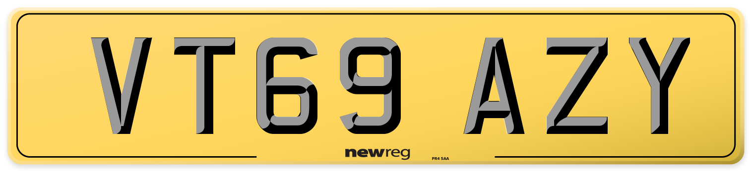 VT69 AZY Rear Number Plate