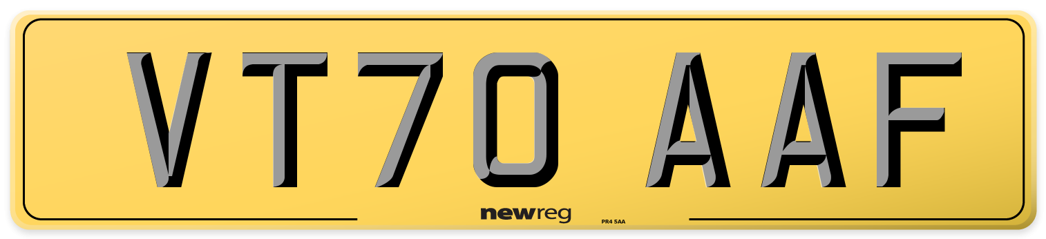 VT70 AAF Rear Number Plate