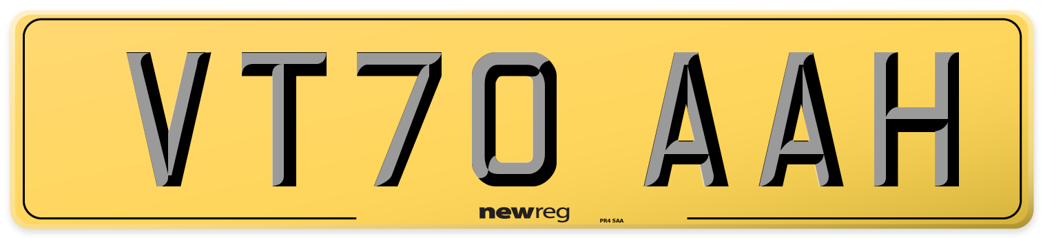 VT70 AAH Rear Number Plate
