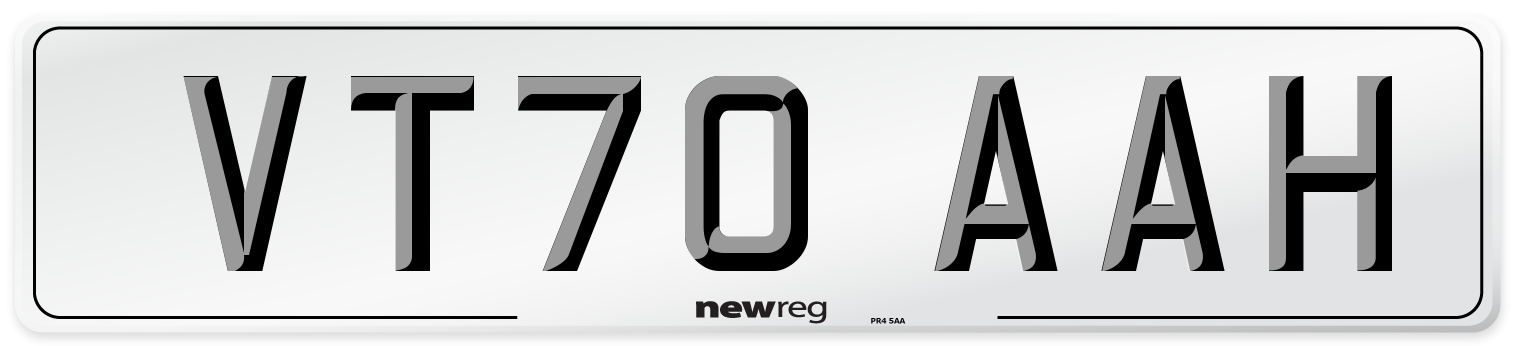 VT70 AAH Front Number Plate